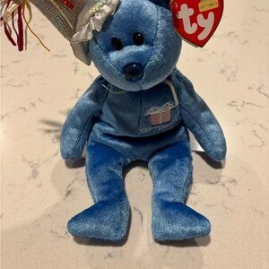 Ty Blue Birthday Bear Stuffed Animal